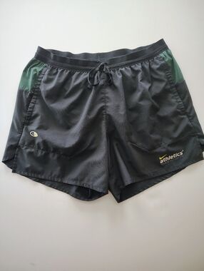 Men's Nike Dri Fit 5" Running Shorts/ Black With Green Accents